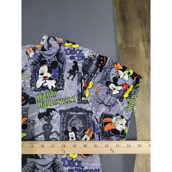 Disney Mickey Minnie Mouse Scrub Top XL Halloween Gray Nurse Doctor Vet Holiday - Picture 8 of 9